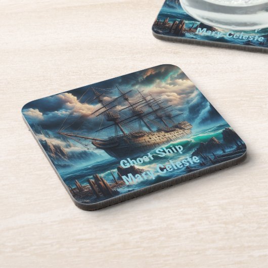 Spookschip Mary Celeste Haunting Maritiem Mysterie Bier Onderzetter (Linkerzijde)