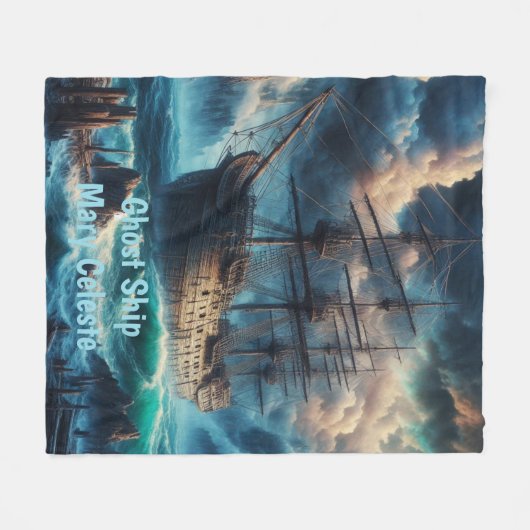 Spookschip Mary Celeste Haunting Maritiem Mysterie Fleece Deken (Voorkant (Horizontaal))