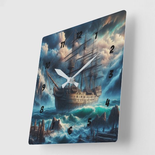 Spookschip Mary Celeste Haunting Maritiem Mysterie Vierkante Klok (Hoek)