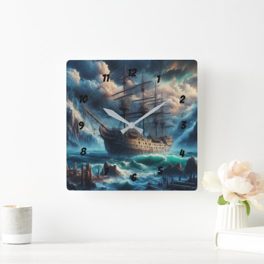 Spookschip Mary Celeste Haunting Maritiem Mysterie Vierkante Klok (Huis)