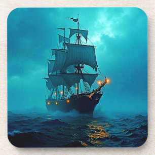 Spookschip op de Stormy Zeeen Design Bier Onderzetter