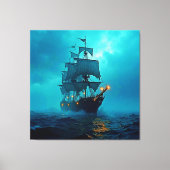 Spookschip op de Stormy Zeeen Design Canvas Afdruk (Voorkant)