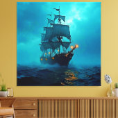 Spookschip op de Stormy Zeeen Design Canvas Afdruk (Insitu (Woonkamer))