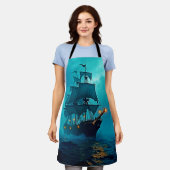 Spookschip op de Stormy Zeeen Design Schort (Gedragen)