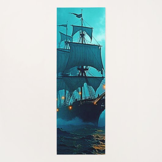 Spookschip op de Stormy Zeeen Design Yogamat (Achterkant)