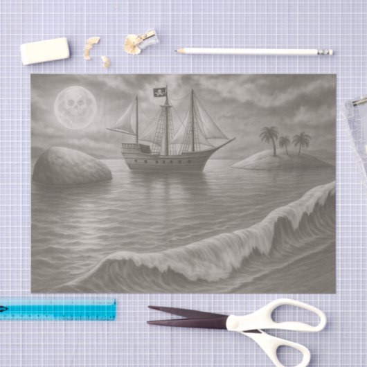 Spookschip – Piratenschip op Zee Tissuepapier (Craft)