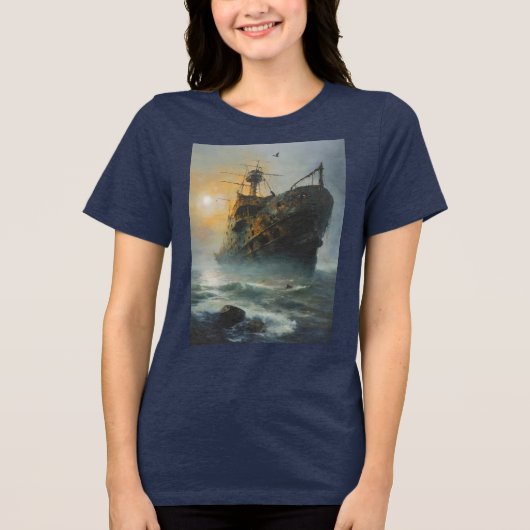 Spookschip, piratenschip, Tri-Blend shirt (Voorkant)