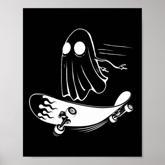 Spookskateboard Grappig skeeleren Lui Halloween Poster (Voorkant)