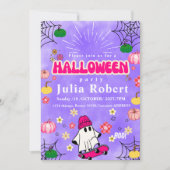 spookskateboard Halloween pompoen paarse Kaart (Voorkant)