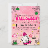 spookskateboard Halloween pompoen roze Kaart (Voorkant)