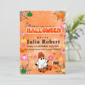 spookskateboard Halloween pompoen sinaasappel Kaart (Staand voorkant)