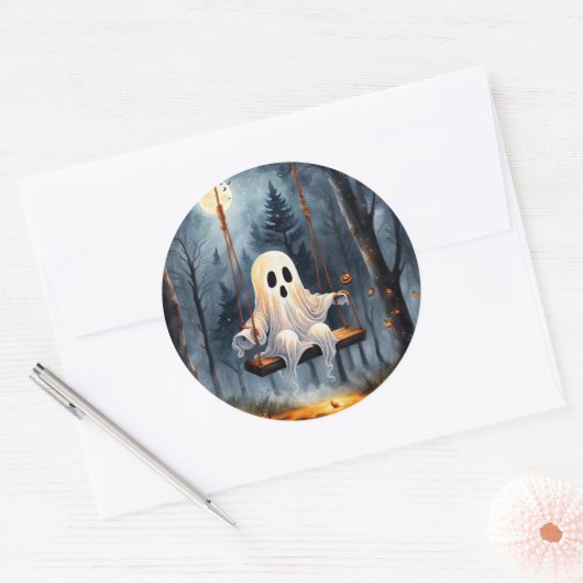 spookspel ronde sticker (Envelop)