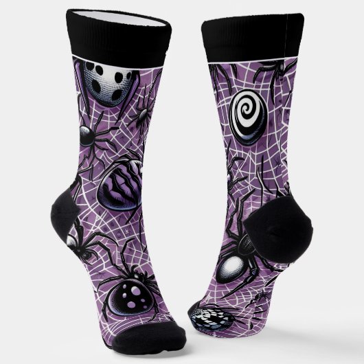 Spookt Halloween Spinnen Sokken met Naam (Gebogen)