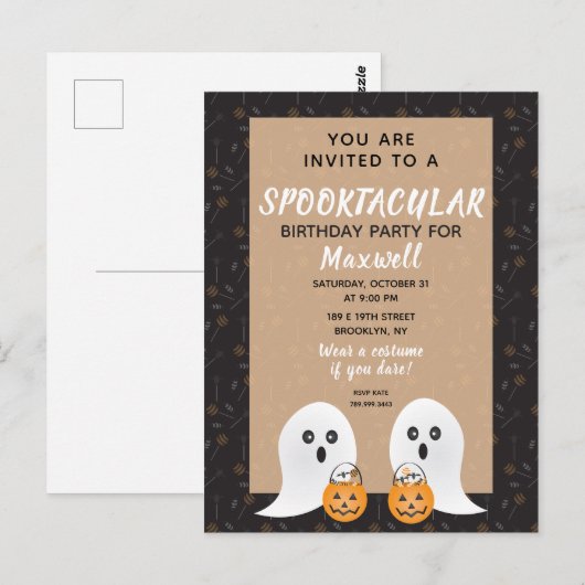 Spooktactisch geesten op zaterdag brullen of behan briefkaart (Voorkant / Achterkant)