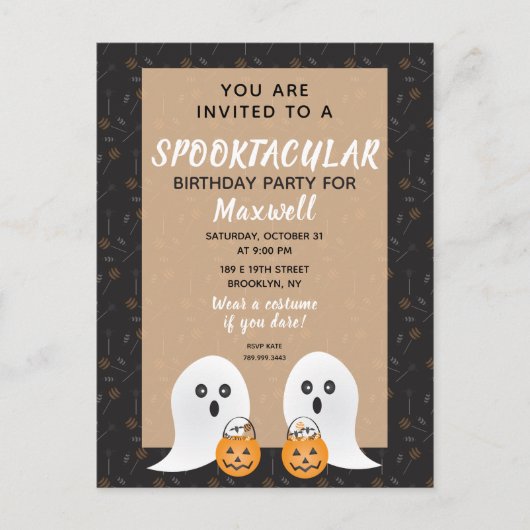 Spooktactisch geesten op zaterdag brullen of behan briefkaart (Voorkant)