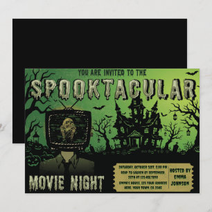 Spooktactische Halloween-tv-hoofd filmnacht Kaart