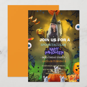 Spooktactische verjaardagsuitnodiging voor Hallowe Kaart
