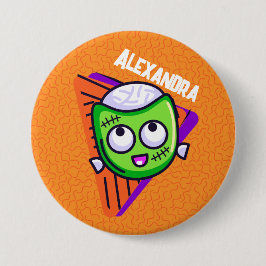 Spooktactulair gepersonaliseerde zombieknop - oran ronde button 7,6 cm