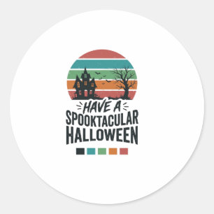 Spooktactulair Halloween Vintage Gravure Shirt Des Ronde Sticker
