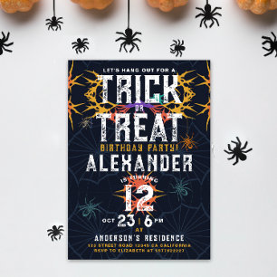 Spooktactulair Kleurrijke Spin Halloween Verjaarda Kaart