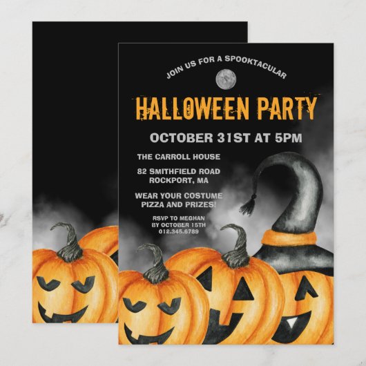 Spooktactulair Laughing Pumpkins Halloween Party Kaart (Voorkant / Achterkant)