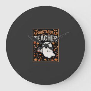 Spooktactulair leraar Halloween-spookontwerp_1 Grote Klok
