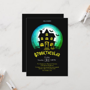 Spooktactulair Spokenhuis Halloween Feest Kaart