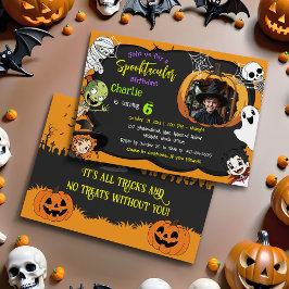Spooktactulaire Halloween-monterfoto Kinderverjaar Kaart