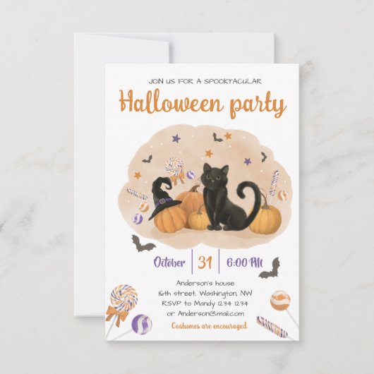 Spooktactulaire Halloween Snoepfeest Uitnodiging (Voorkant)