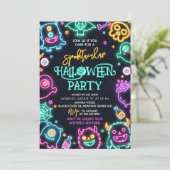 Spooktactulaire Neon Halloween Uitnodiging (Staand voorkant)