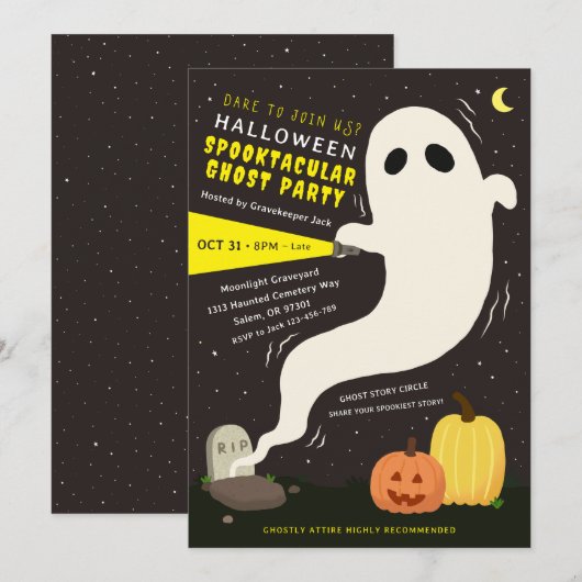 Spooktactulaire spook Halloween-feest uitnodiging (Voorkant / Achterkant)