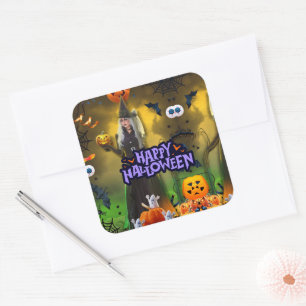 Spooktactulaire verjaardagsuitnodiging voor Hallow Vierkante Sticker