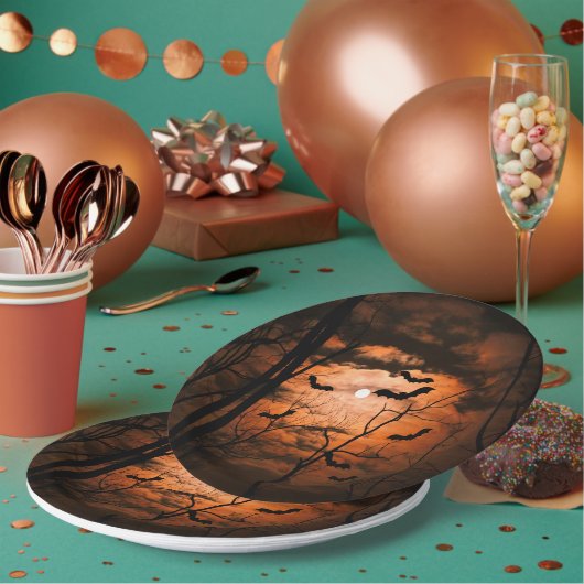 Spooktaculair Full Moon Kostuumfeest Papieren Bordje (Multi)