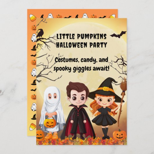 Spooktaculair Halloween kinderfeest Kaart (Voorkant / Achterkant)