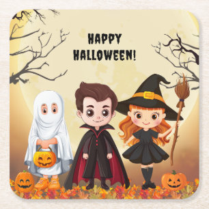 Spooktaculair Halloween kinderfeest Kartonnen Onderzetters