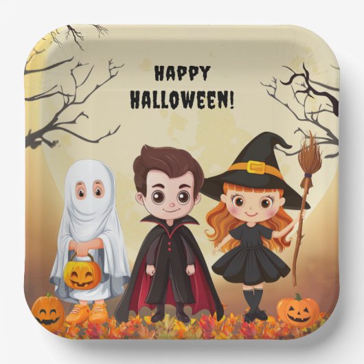 Spooktaculair Halloween kinderfeest Papieren Bordje (Voorkant)