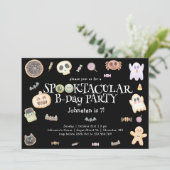 Spooktaculair kinder verjaardagsfeestje kaart (Staand voorkant)