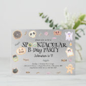 Spooktaculair kinder verjaardagsfeestje kaart (Staand voorkant)