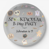 Spooktaculair kinder verjaardagsfeestje papieren bordje (Voorkant)