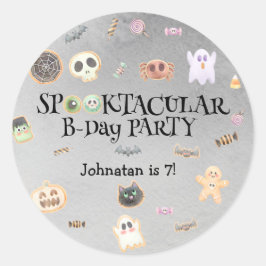 Spooktaculair kinder verjaardagsfeestje ronde sticker