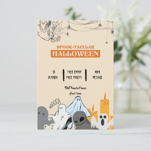 Spooktaculair schattig spook Halloween feest Kaart (Staand voorkant)