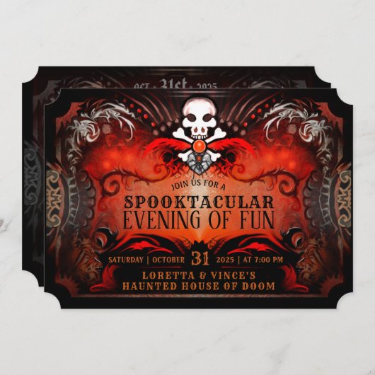 Spooktaculaire avond van de uitnodiging van Fun Ha (Voorkant / Achterkant)