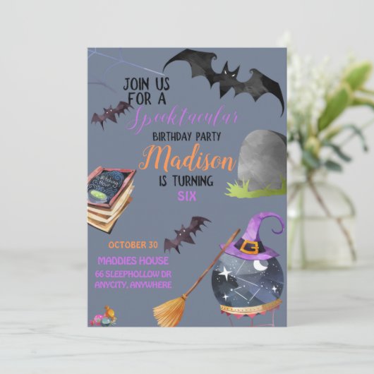 Spooktaculaire Birthday Invitation Kaart (Staand voorkant)