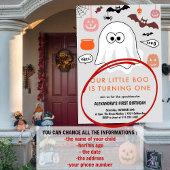 Spooktaculaire Cute Ghost Halloween 1e verjaardag Kaart