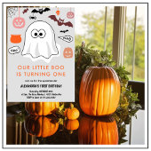 Spooktaculaire Cute Ghost Halloween 1e verjaardag Kaart