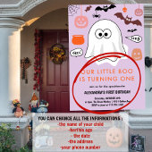 Spooktaculaire Cute Ghost Halloween 1e verjaardag Kaart