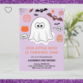 Spooktaculaire Cute Ghost Halloween 1e verjaardag Kaart