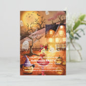 Spooktaculaire Dark Haunted House Halloween Party  Kaart (Staand voorkant)