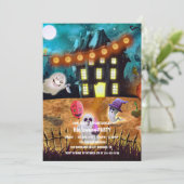 Spooktaculaire Dark Haunted House Halloween Party  Kaart (Staand voorkant)