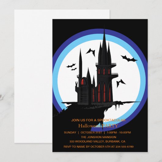 Spooktaculaire Dark Haunted House Halloween Party  Kaart (Voorkant / Achterkant)